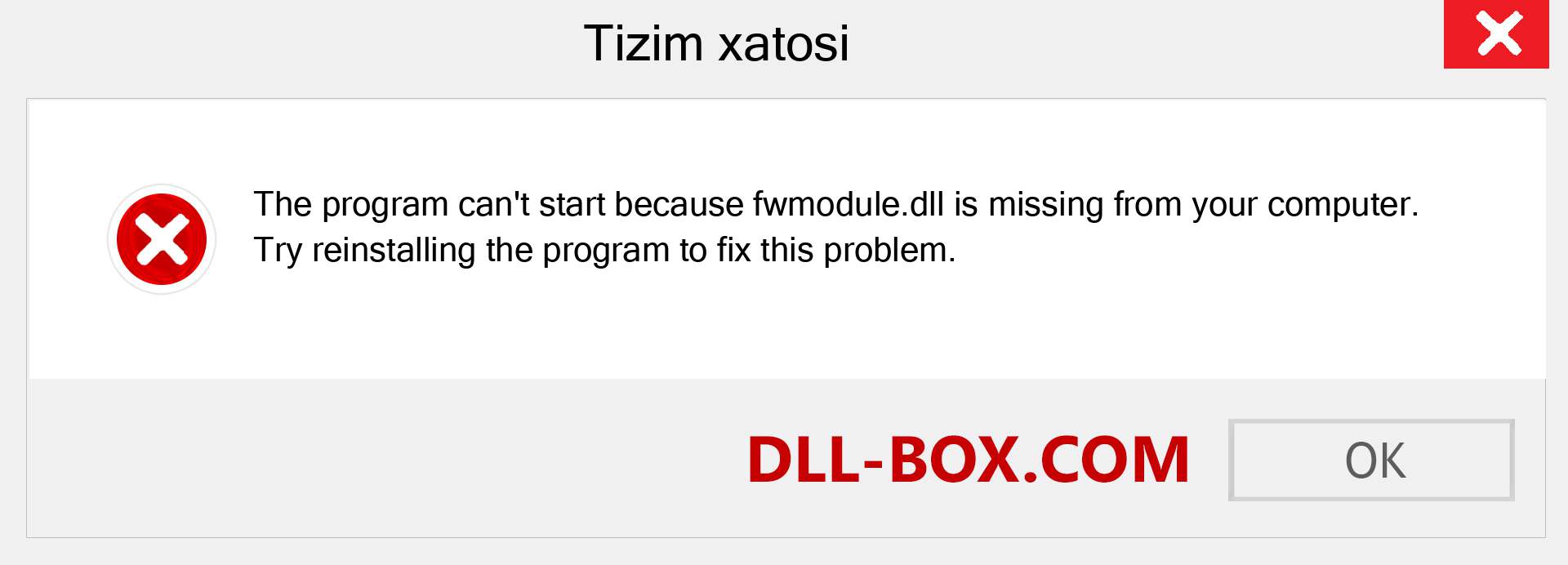 fwmodule.dll fayli yo'qolganmi?. Windows 7, 8, 10 uchun yuklab olish - Windowsda fwmodule dll etishmayotgan xatoni tuzating, rasmlar, rasmlar